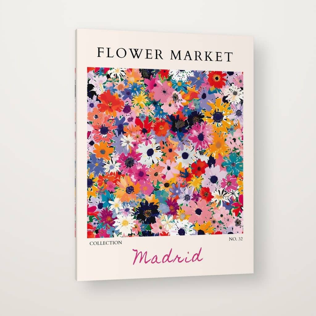 Flower Market Madrid en canvas con canto en espejo