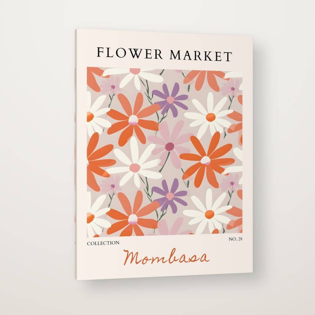 Flower Market Mombasa en canvas con canto en espejo