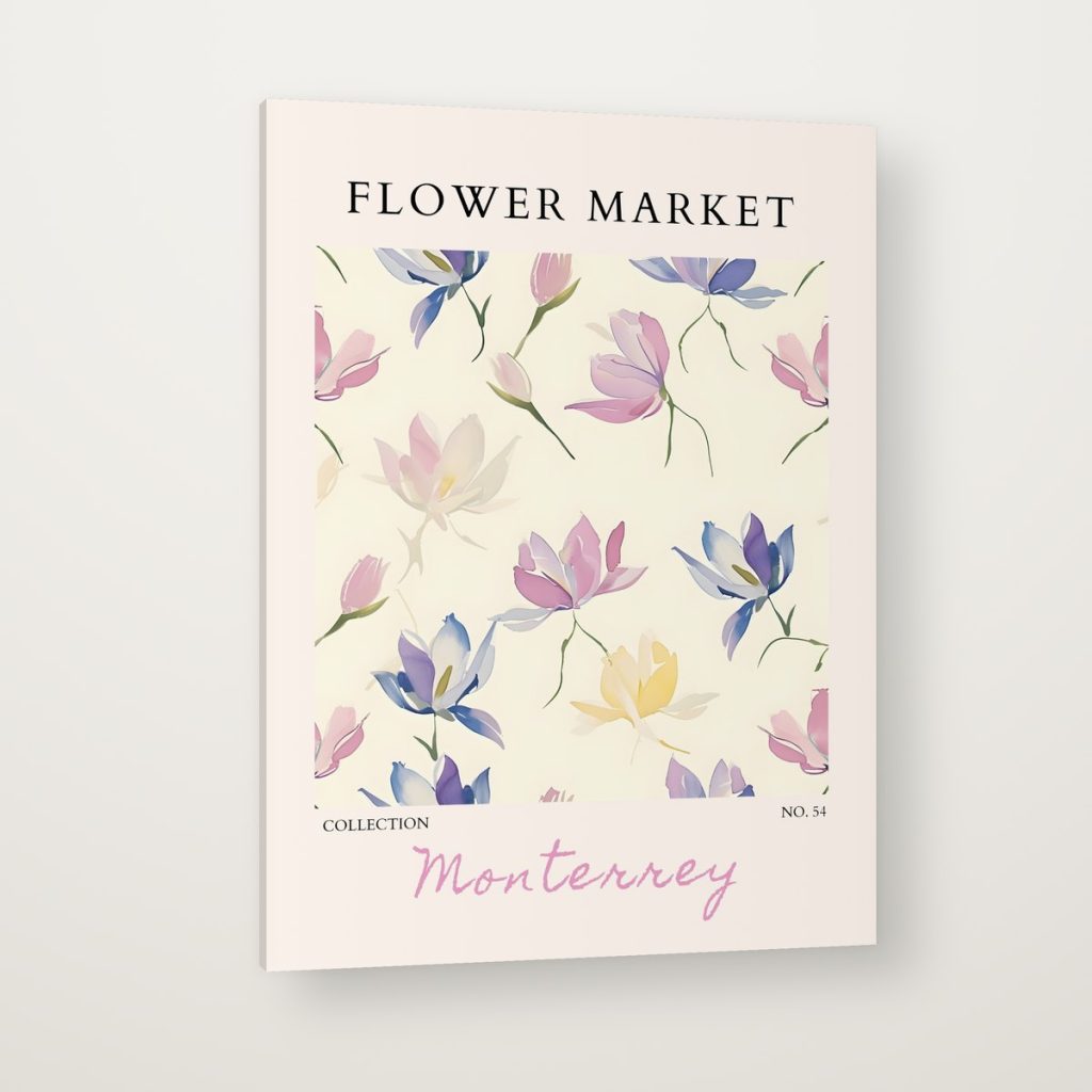 Flower Market Monterrey en canvas con canto en espejo