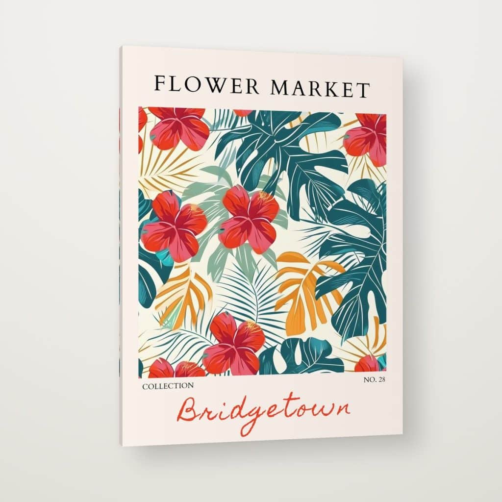 Flower Market Tropical en canvas con canto en espejo