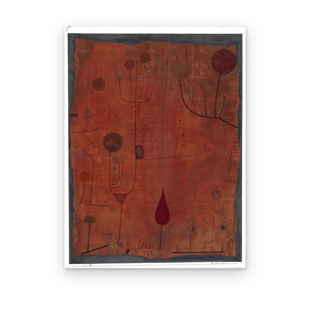 Cuadro Frutos sobre Rojo de Klee impreso en canvas