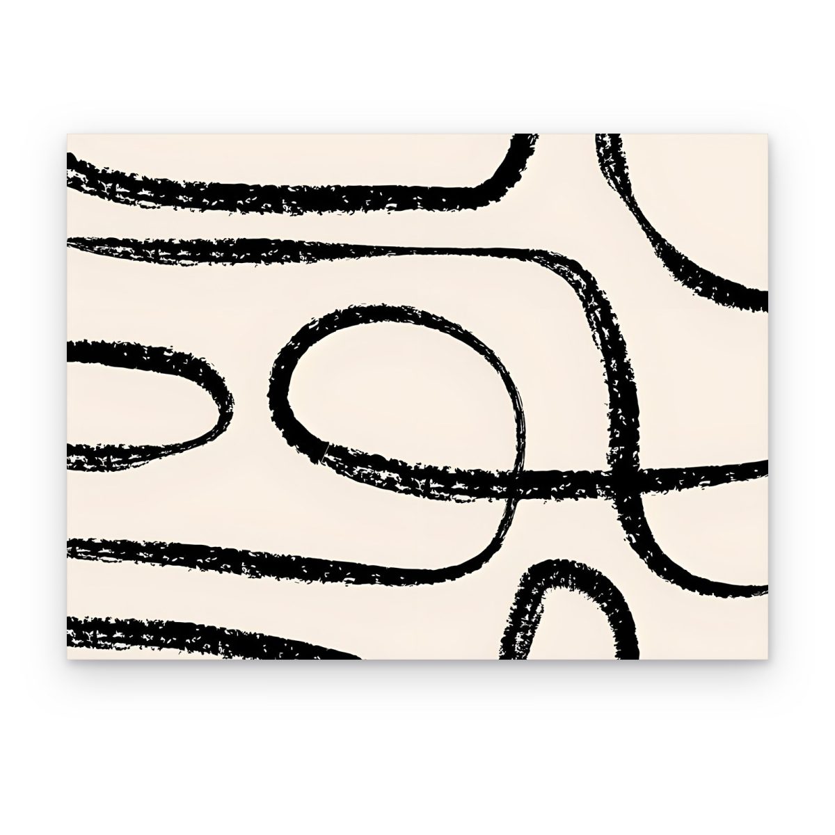 Cuadro Garabatos de Crayón impreso en canvas, trazos y lazos de crayón negro sobre fondo crema