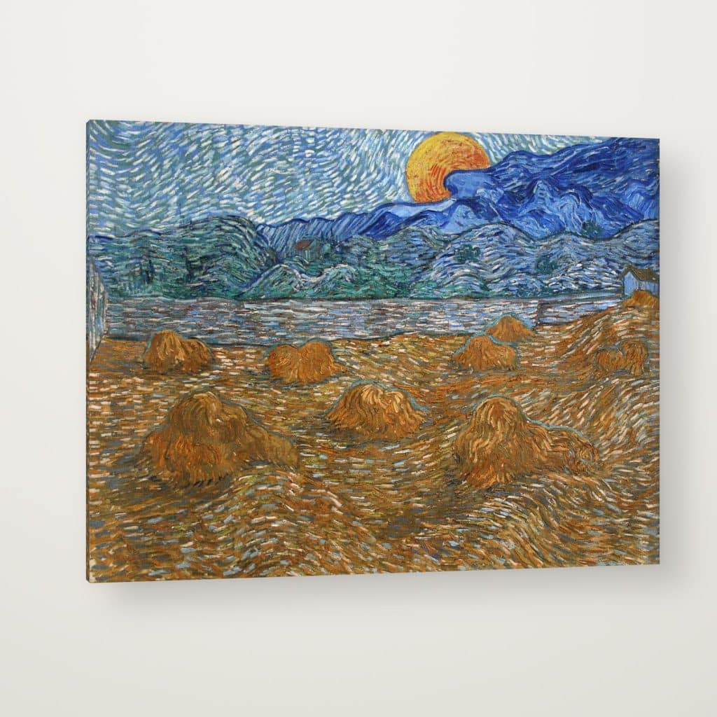 Gavillas de Trigo bajo la Luna de Van Gogh en canvas con canto en espejo