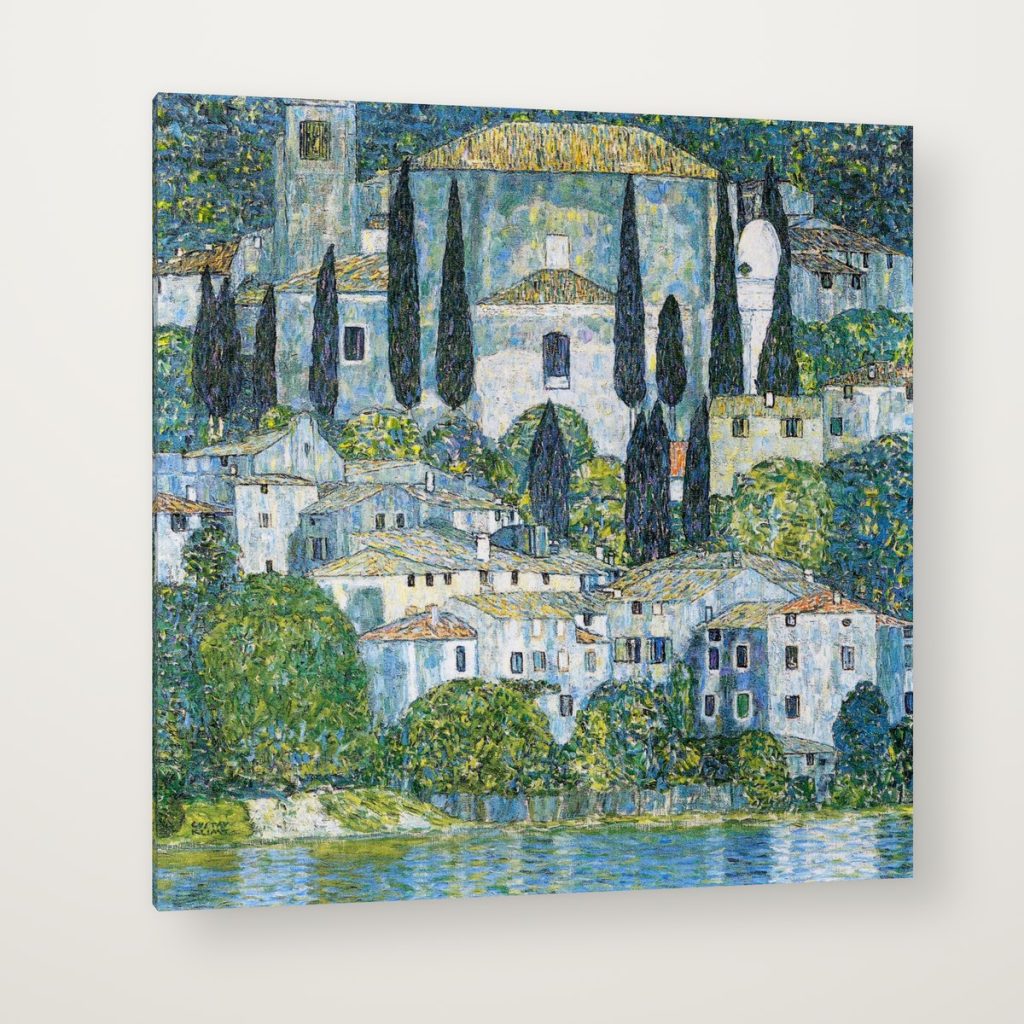 Iglesia en Cassone de Klimt en canvas con canto en espejo