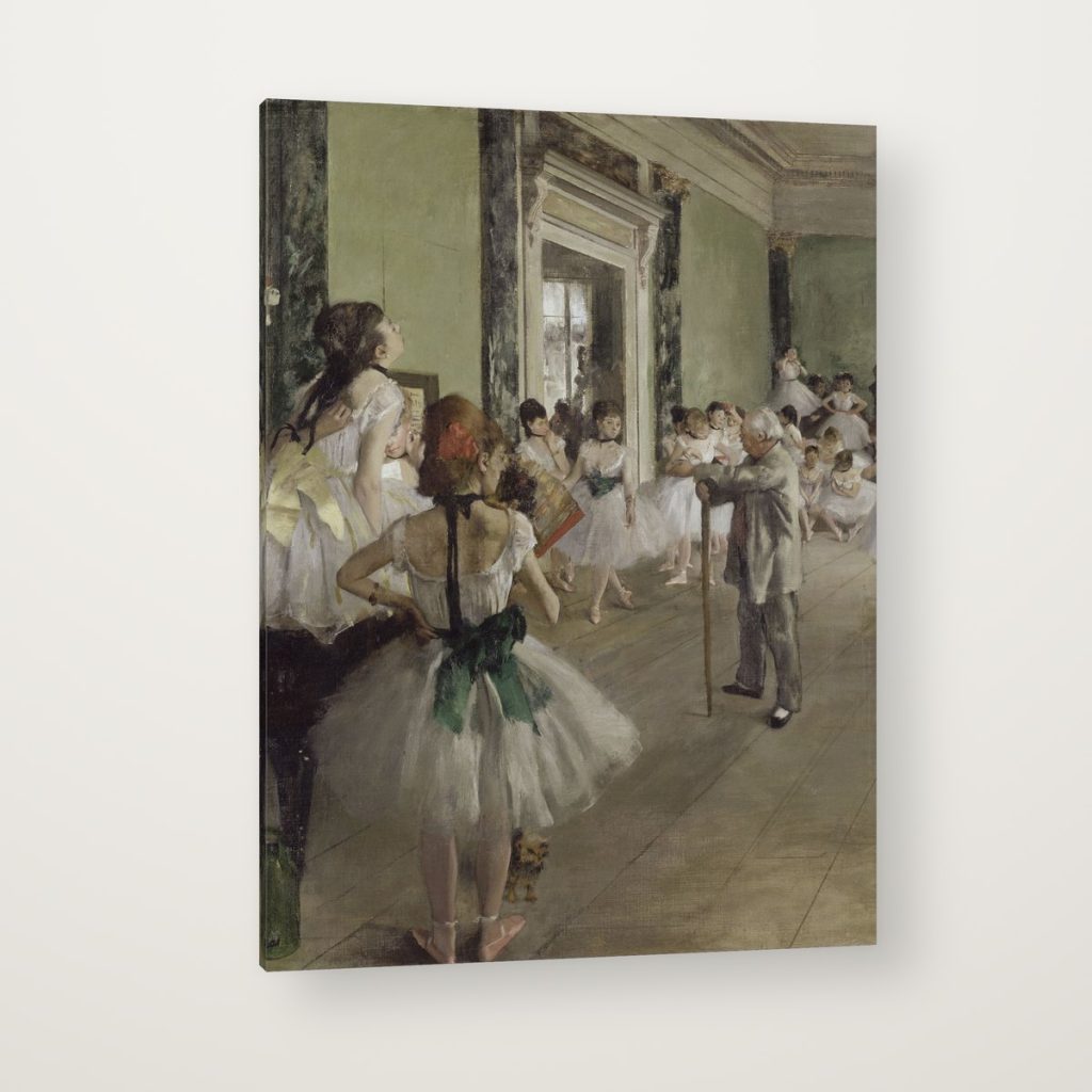 La Clase de Ballet de Degas en canvas con canto en espejo