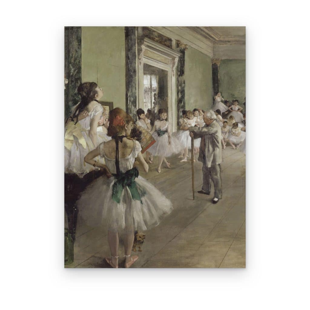 Cuadro La Clase de Ballet de Degas impreso en canvas, bailarinas con tutú blanco