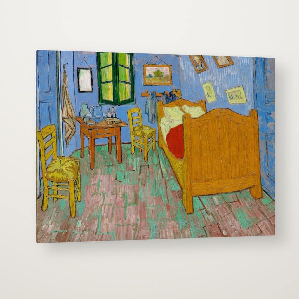 La Habitación en Arles de Van Gogh en canvas con canto en espejo