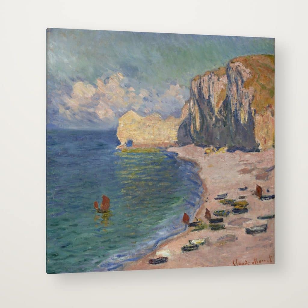 La Playa de Étretat de Monet en canvas con canto en espejo