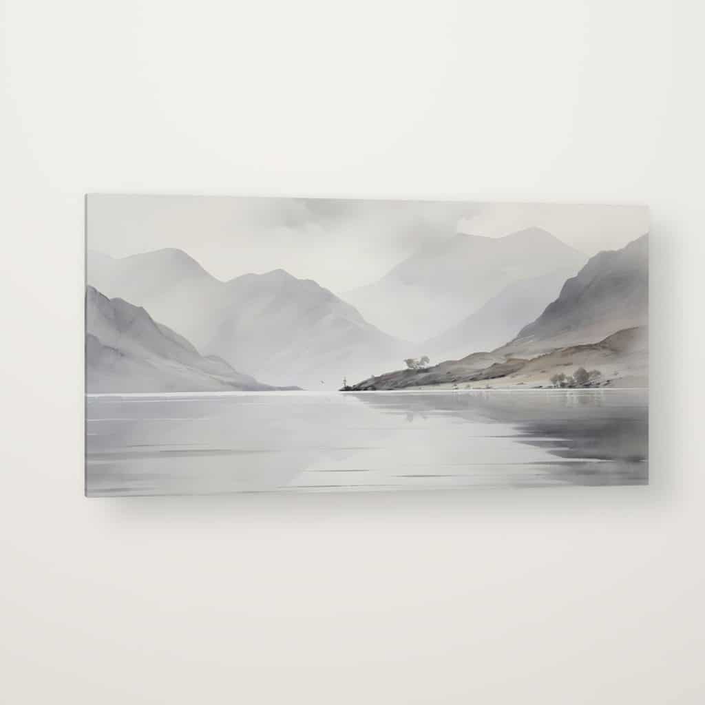 Lago en la Bruma en canvas con canto en espejo