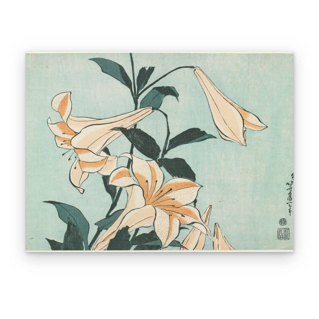 Cuadro Lirios de Hokusai impreso en canvas