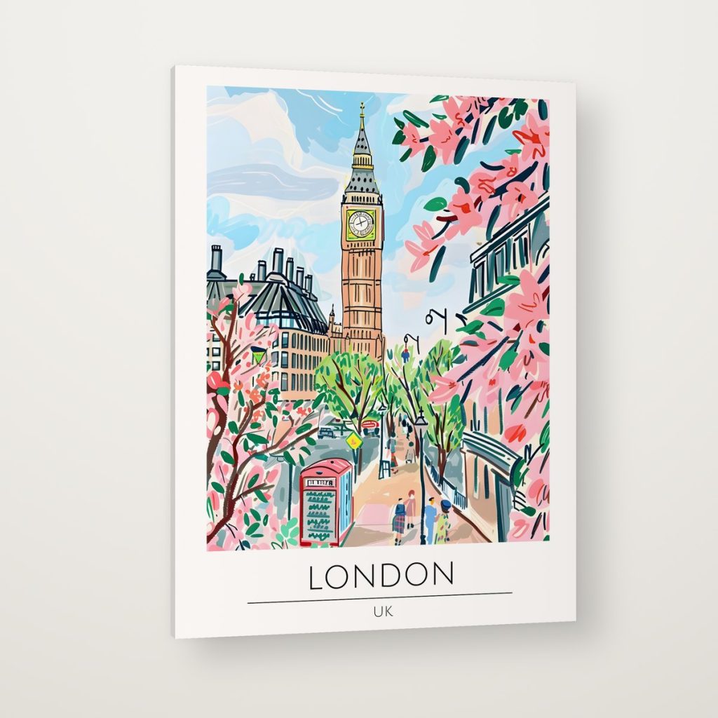 Londres en Flor en canvas con canto en espejo