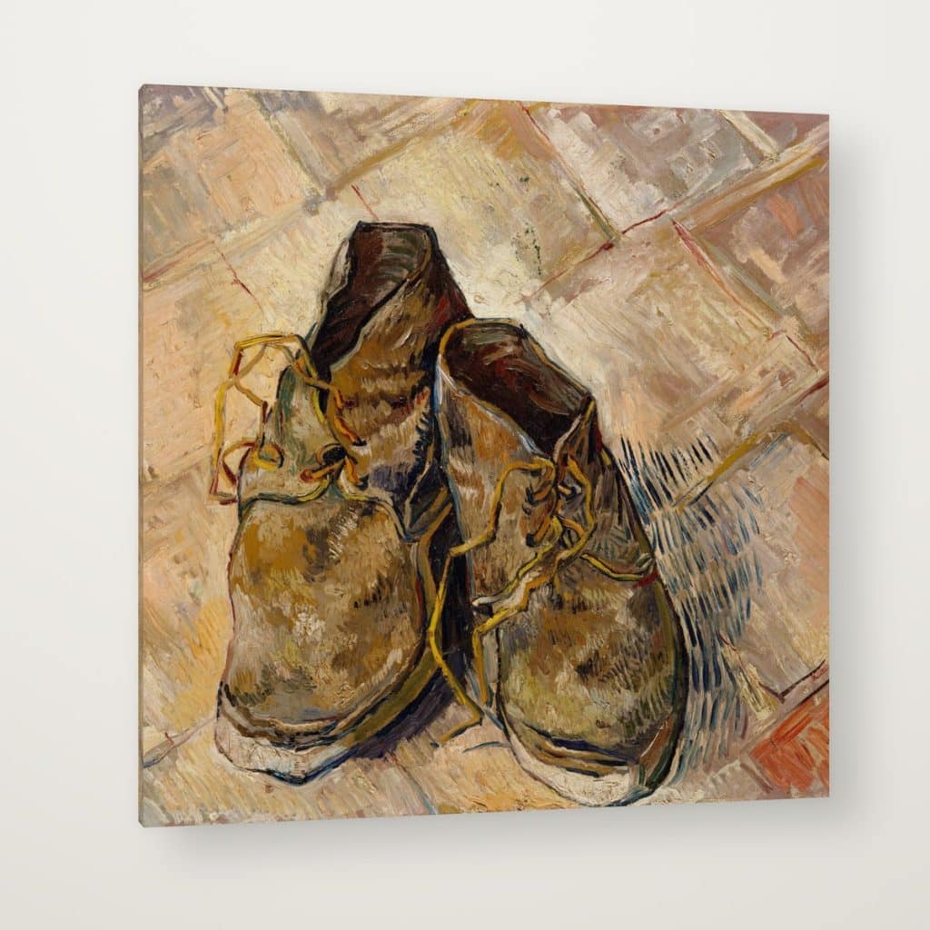 Los Zapatos de Van Gogh en canvas con canto en espejo