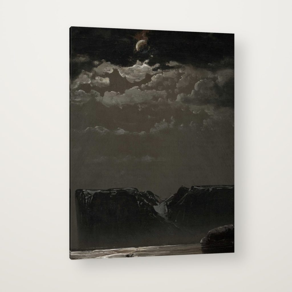 Luna sobre las Montañas en canvas con canto en espejo