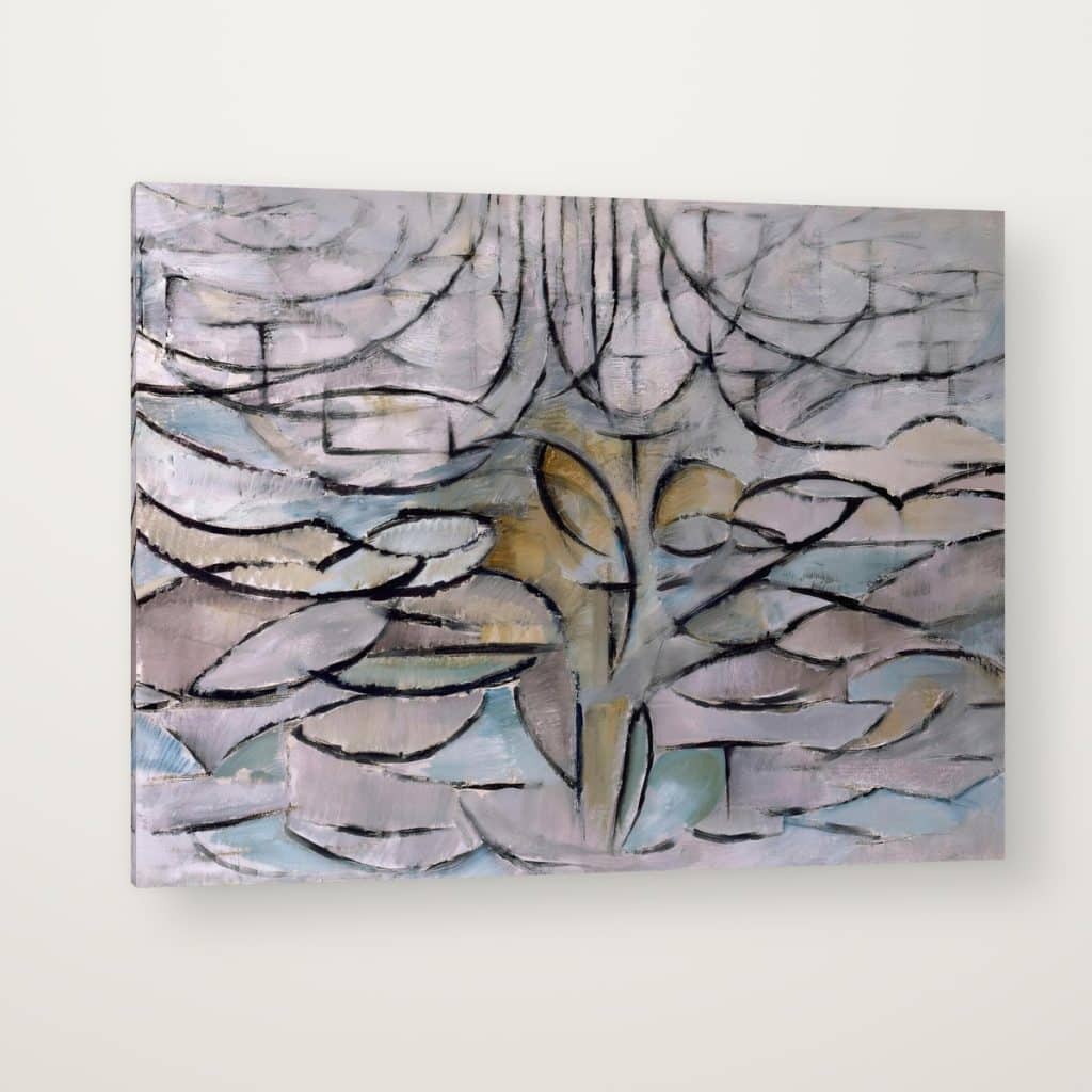 Manzano en Flor de Mondrian en canvas con canto en espejo