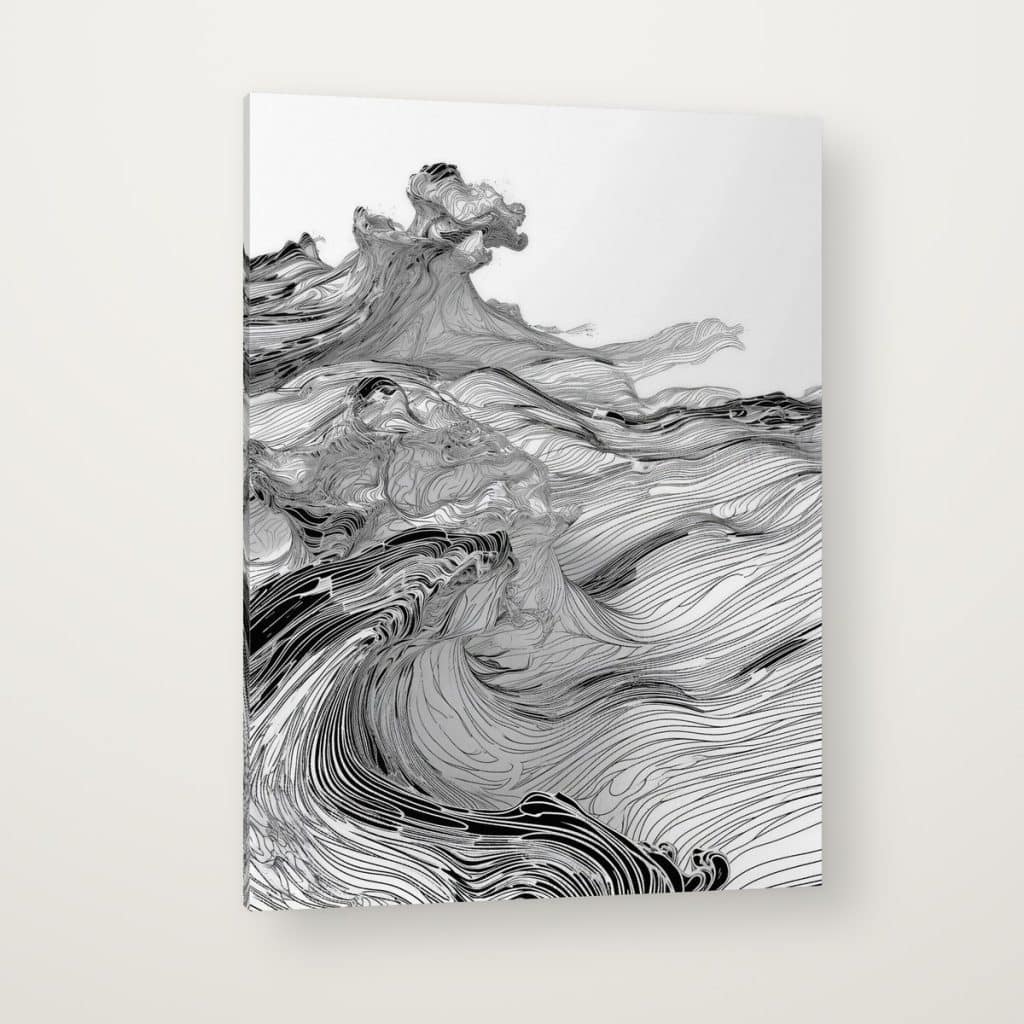 Mar en Líneas en canvas con canto en espejo