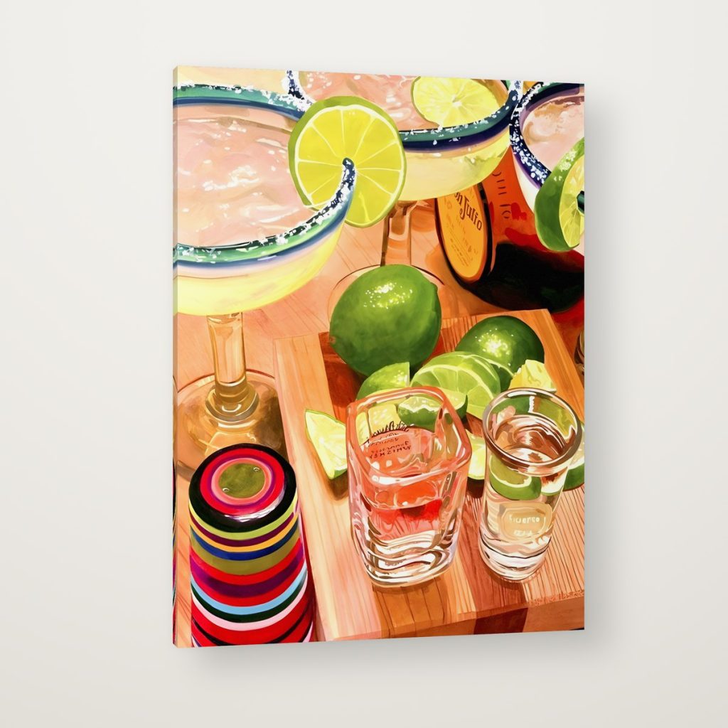 Margaritas y Tequila en canvas con canto en espejo