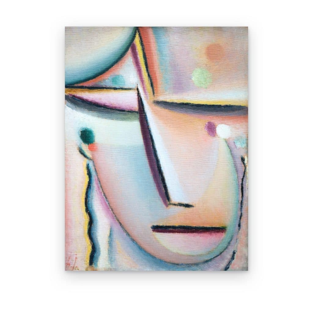 Cuadro Meditación de Jawlensky impreso en canvas, rostro abstracto en tonos pastel