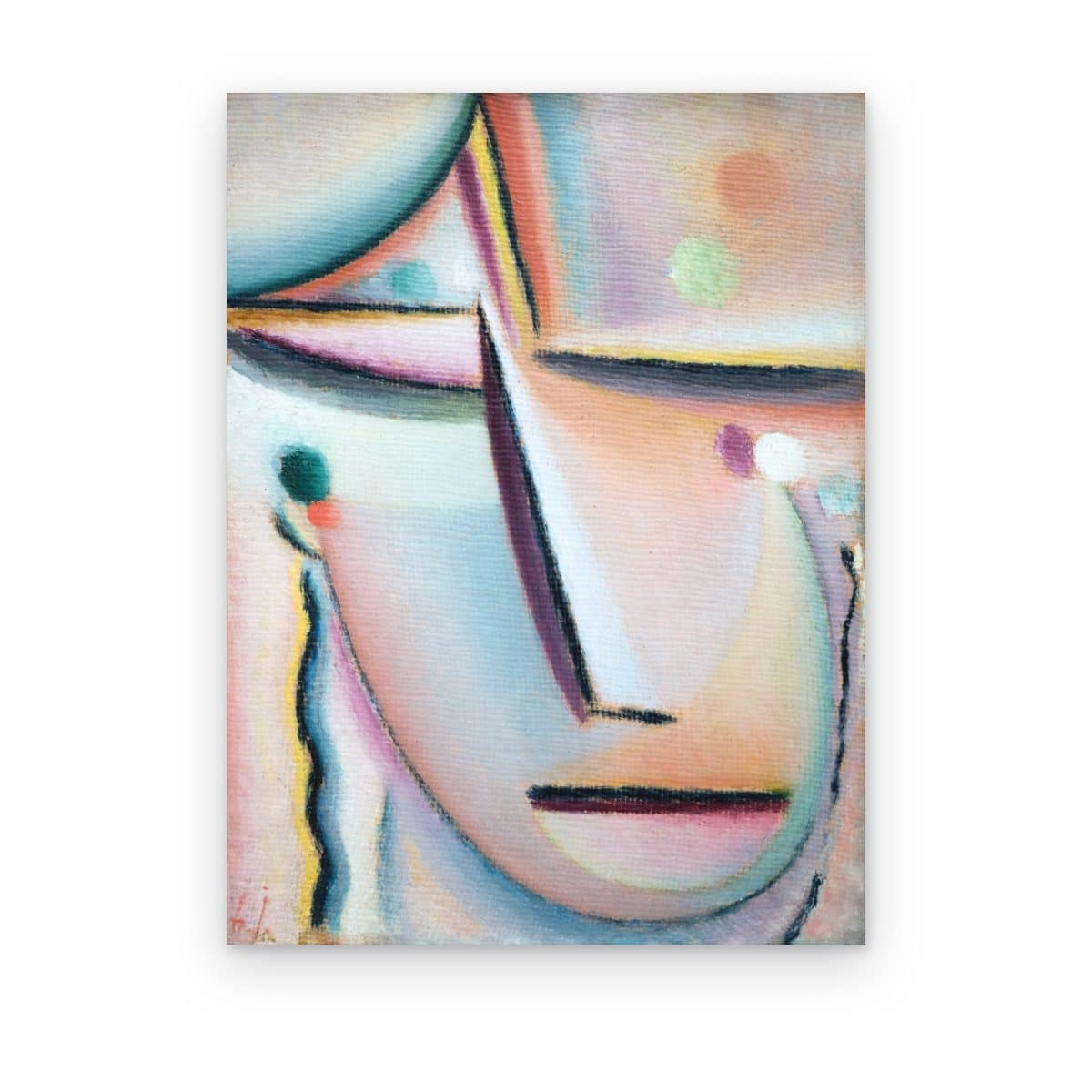 Cuadro Meditación de Jawlensky impreso en canvas, rostro abstracto en tonos pastel
