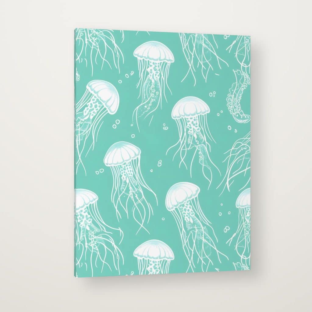 Medusas Menta en canvas con canto en espejo