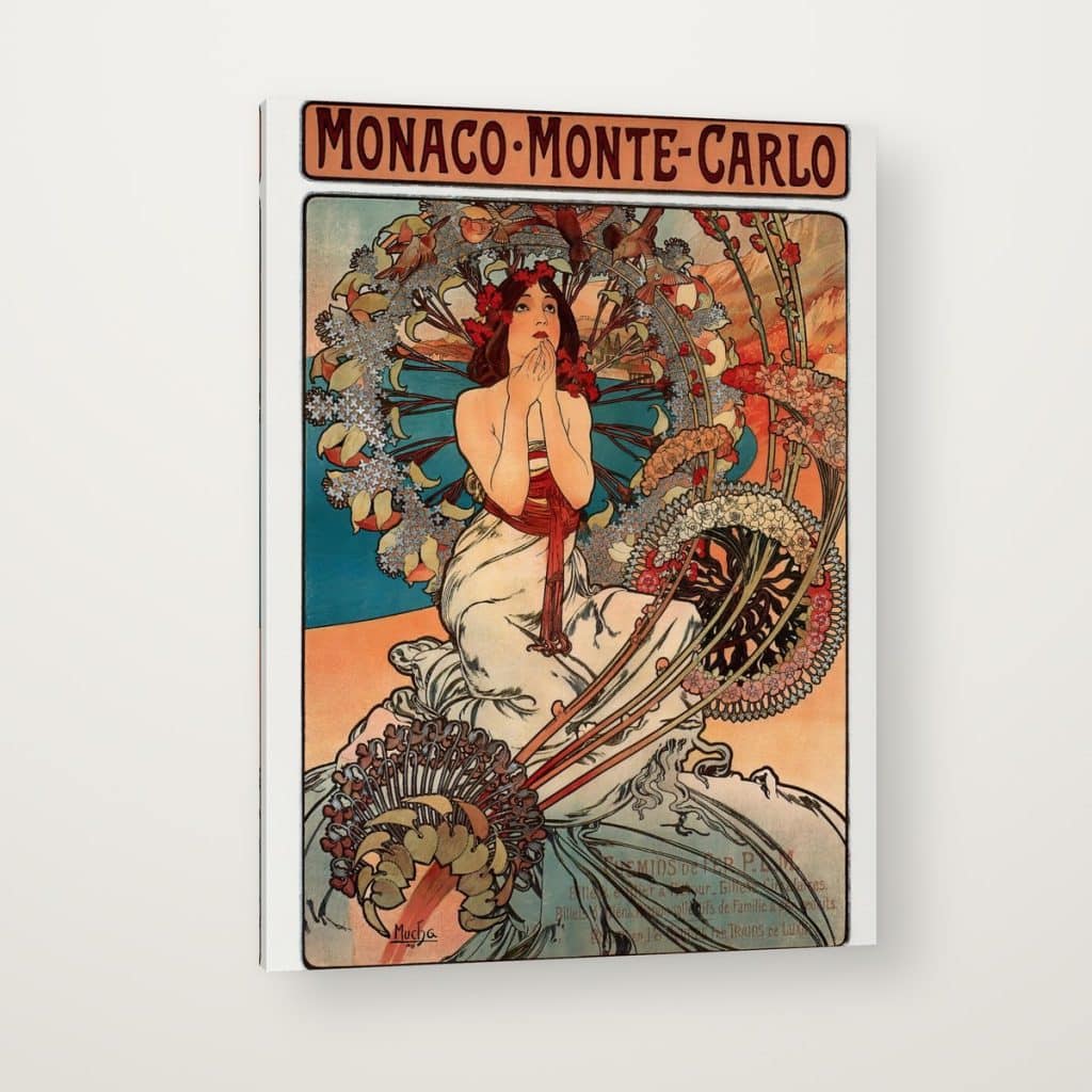 Mónaco Montecarlo de Mucha en canvas con canto en espejo