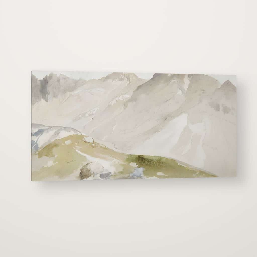 Montañas en Acuarela en canvas con canto en espejo