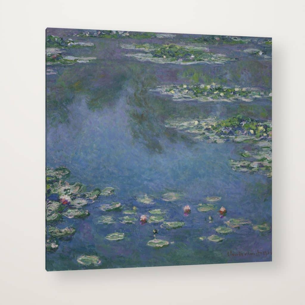 Nenúfares de Monet en canvas con canto en espejo