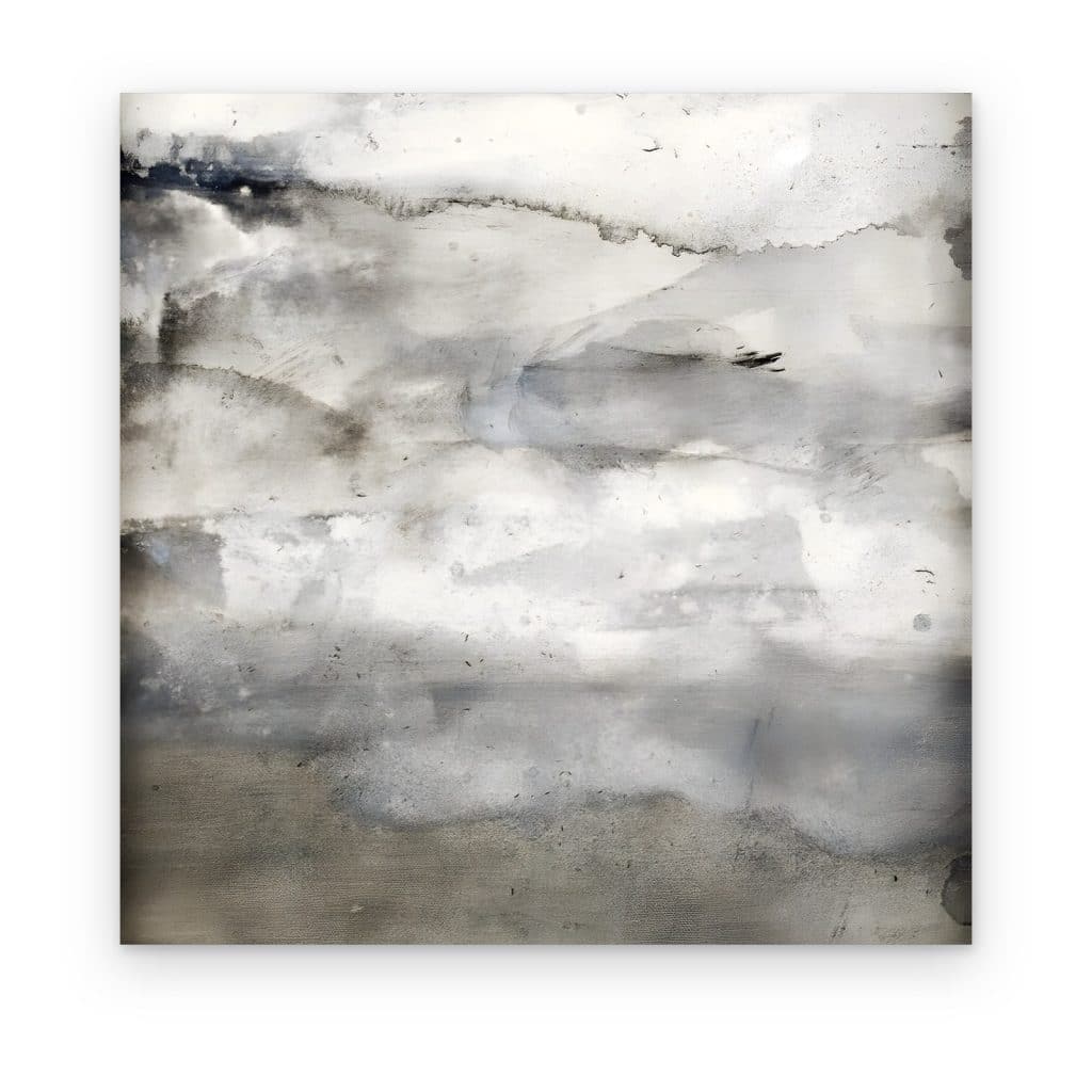 Cuadro Niebla en Acuarela impreso en canvas, acuarela abstracta en grises y azul pizarra