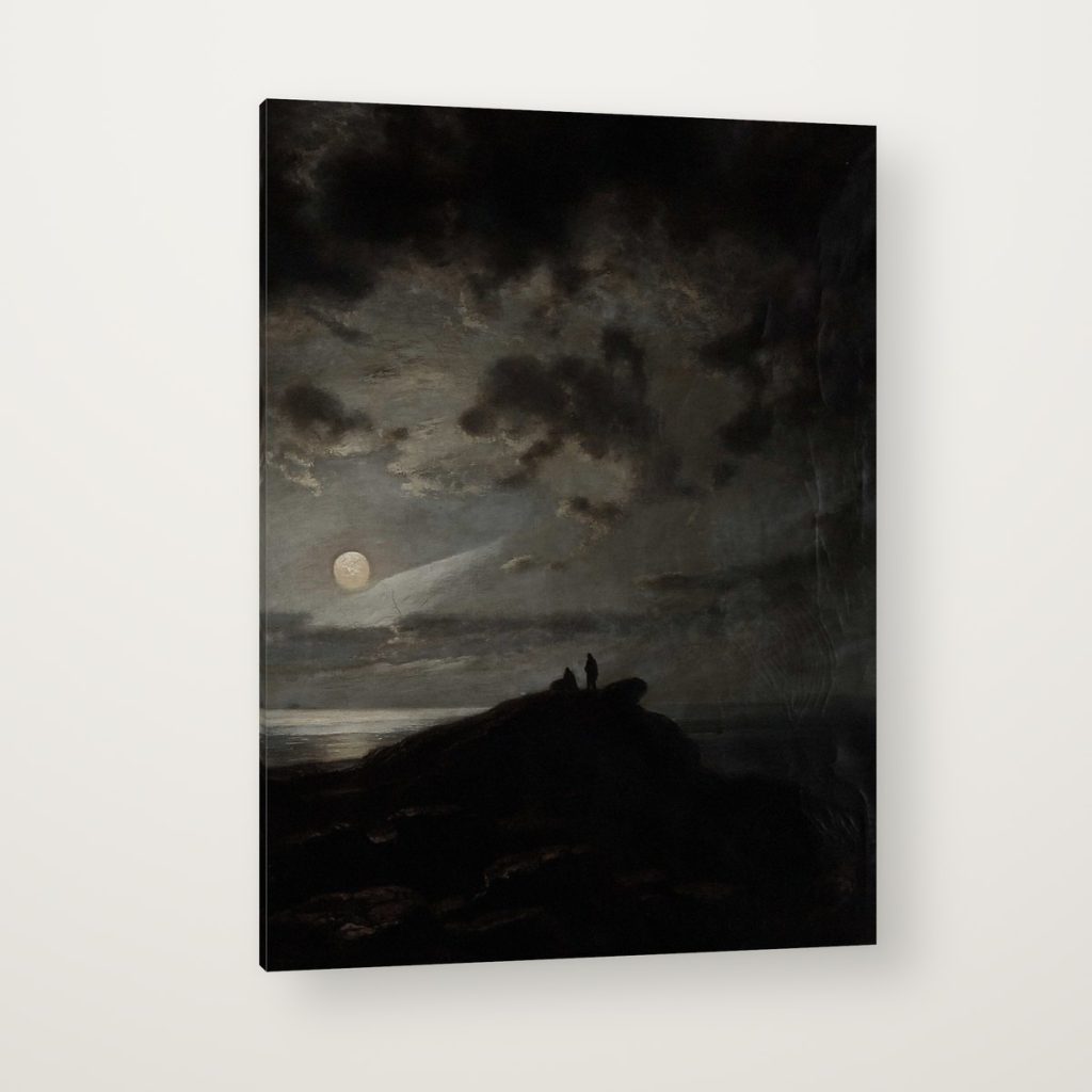 Noche de Luna en canvas con canto en espejo