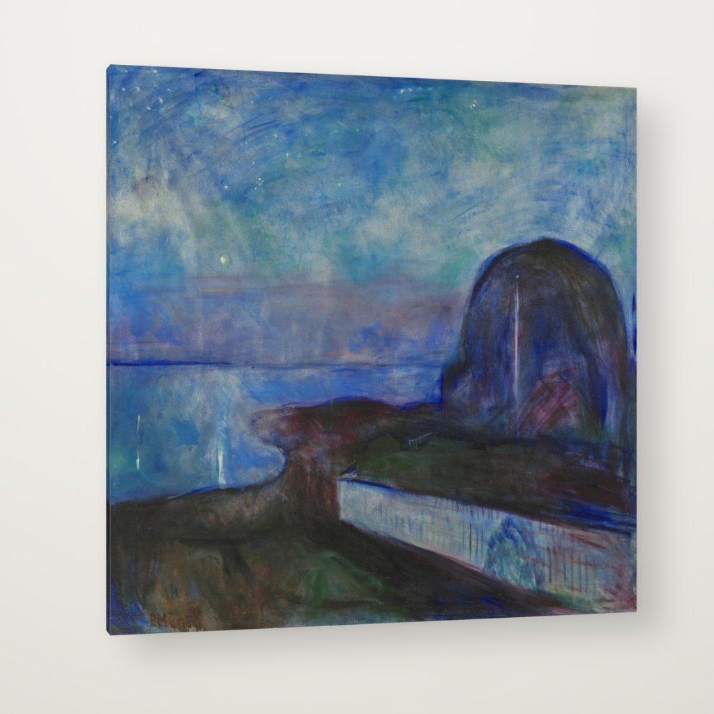 Noche Estrellada de Munch en canvas con canto en espejo