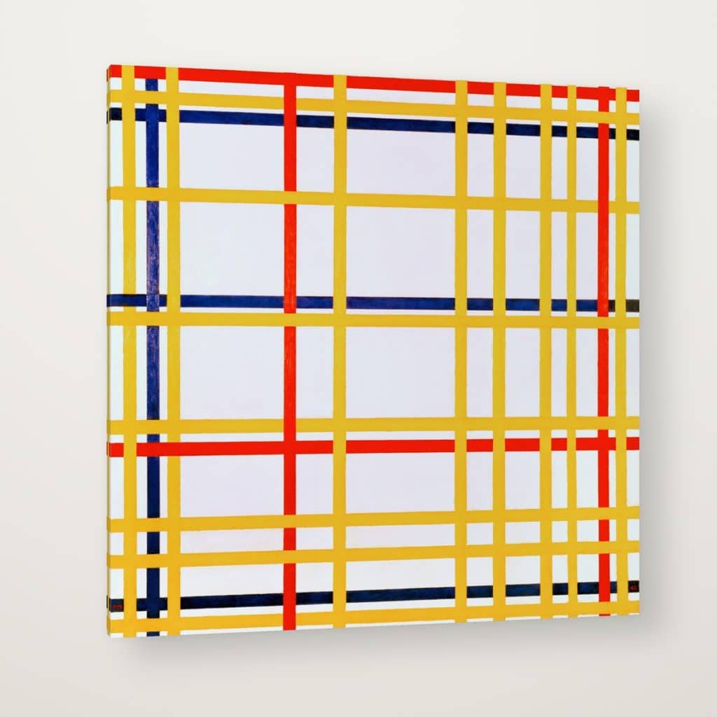 Nueva York I de Mondrian en canvas con canto en espejo