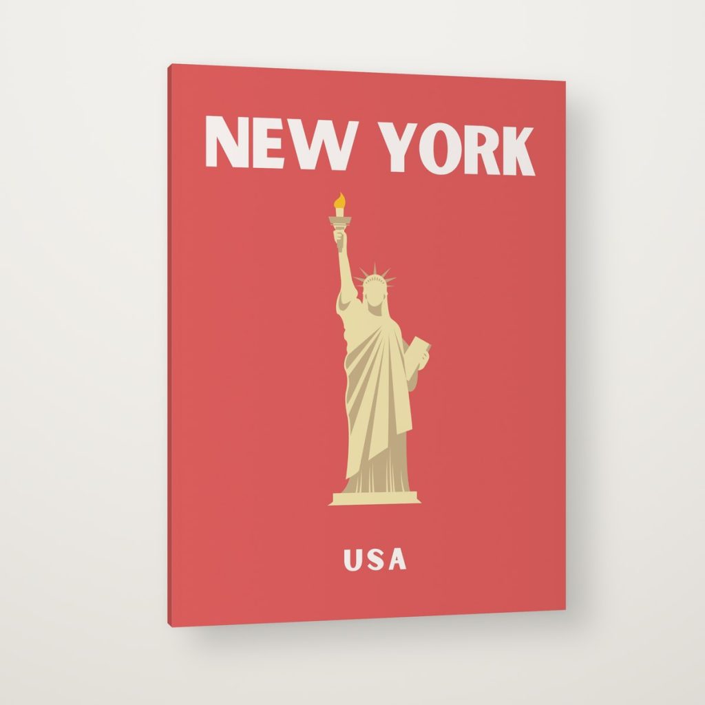 Nueva York Preppy en canvas con canto en espejo