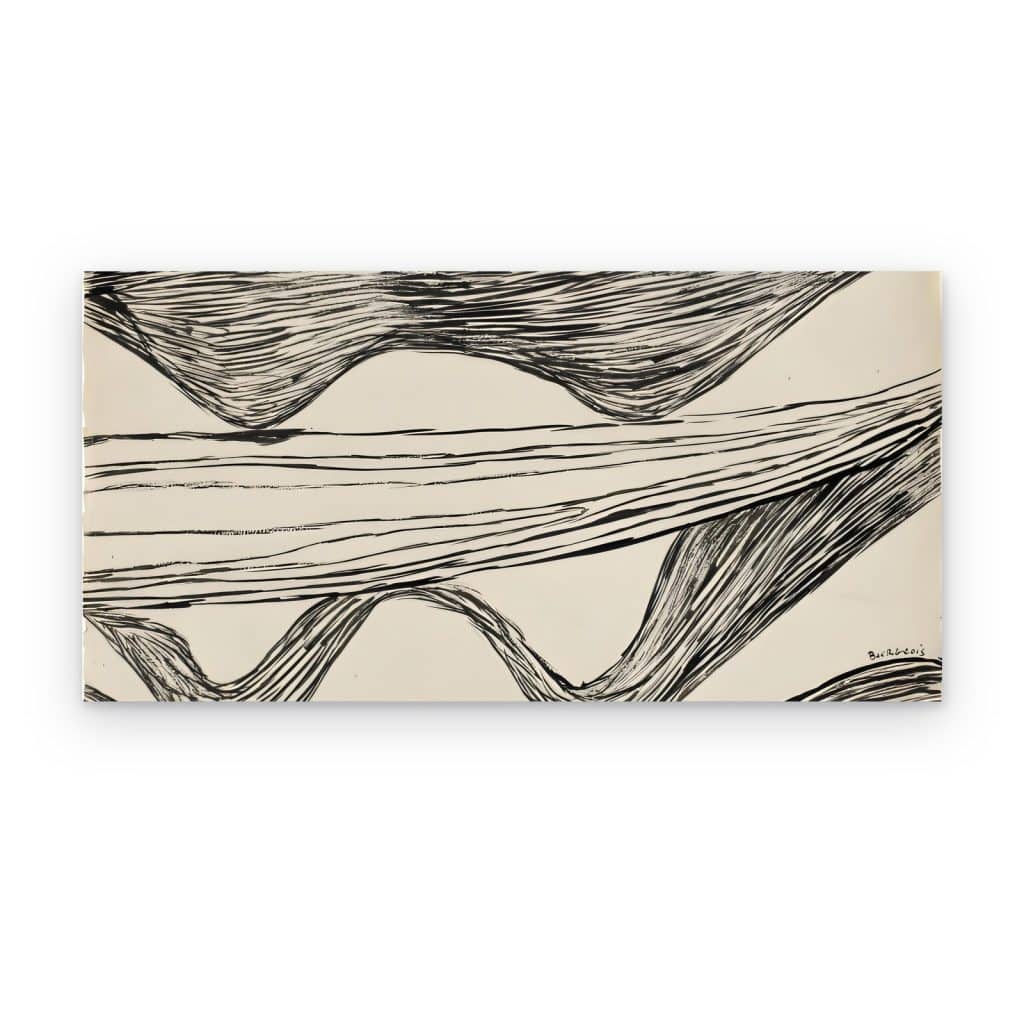 Cuadro Ondas en Tinta impreso en canvas, ondas de líneas negras sobre papel crema