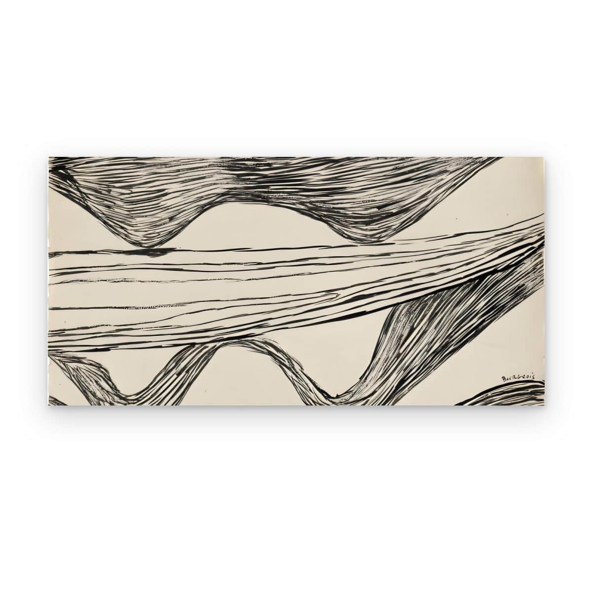 Cuadro Ondas en Tinta impreso en canvas, ondas de líneas negras sobre papel crema