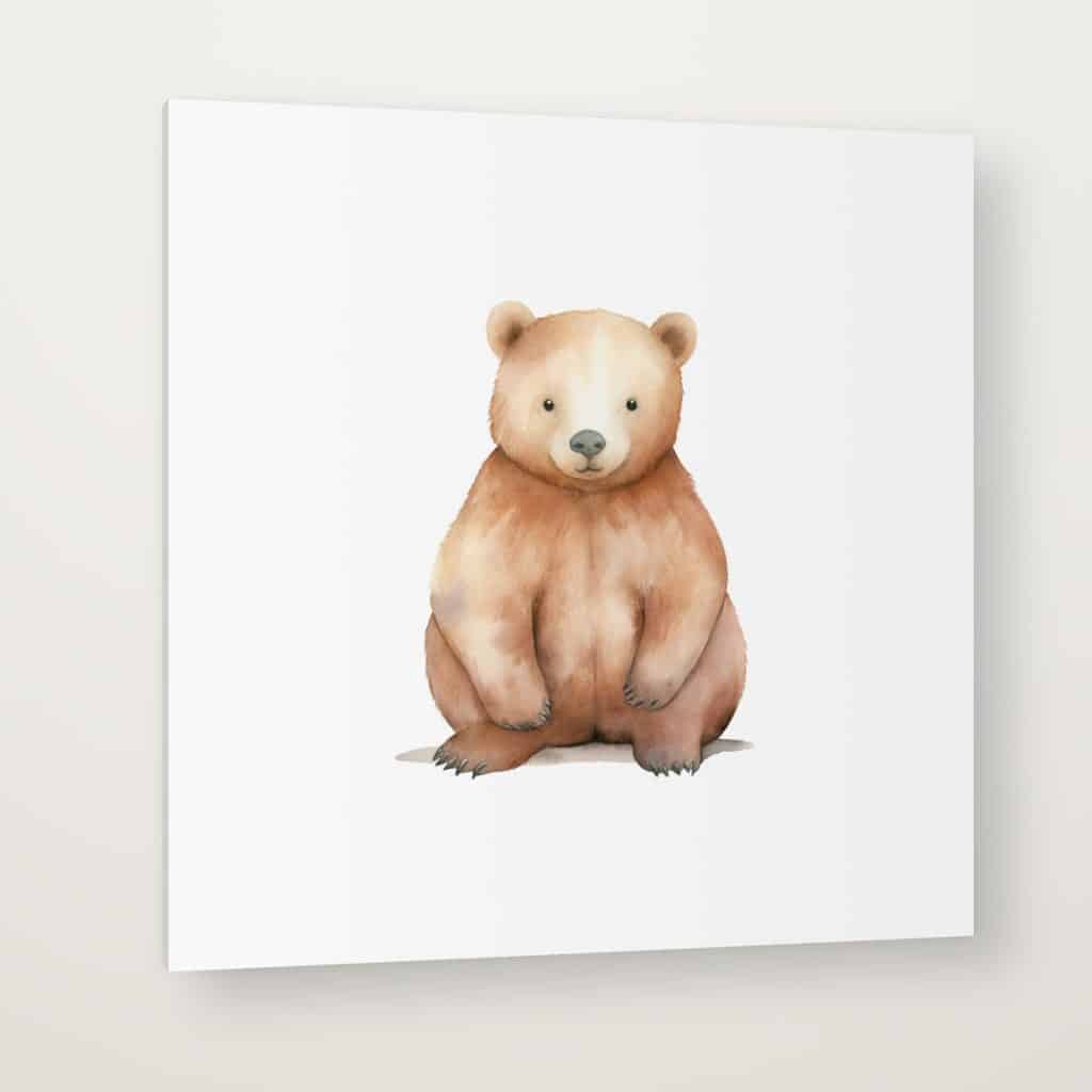 Oso Bebé en canvas con canto en espejo