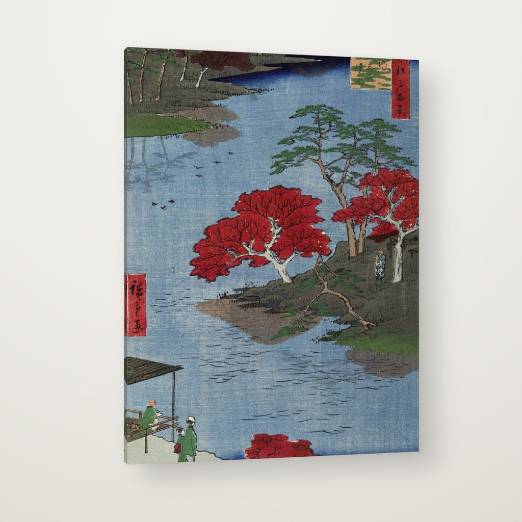Otoño en el Santuario Akiba de Hiroshige en canvas con canto en espejo