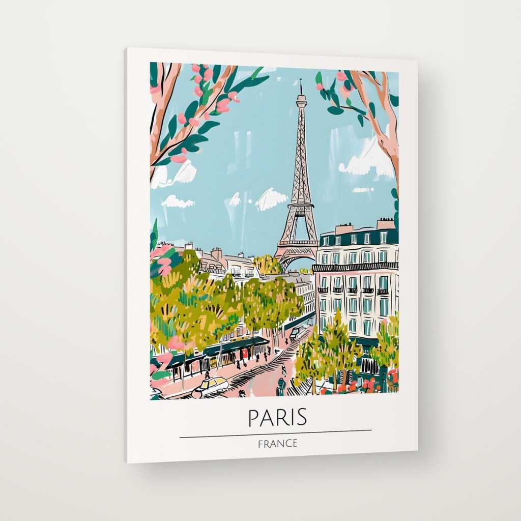 París en Flor en canvas con canto en espejo