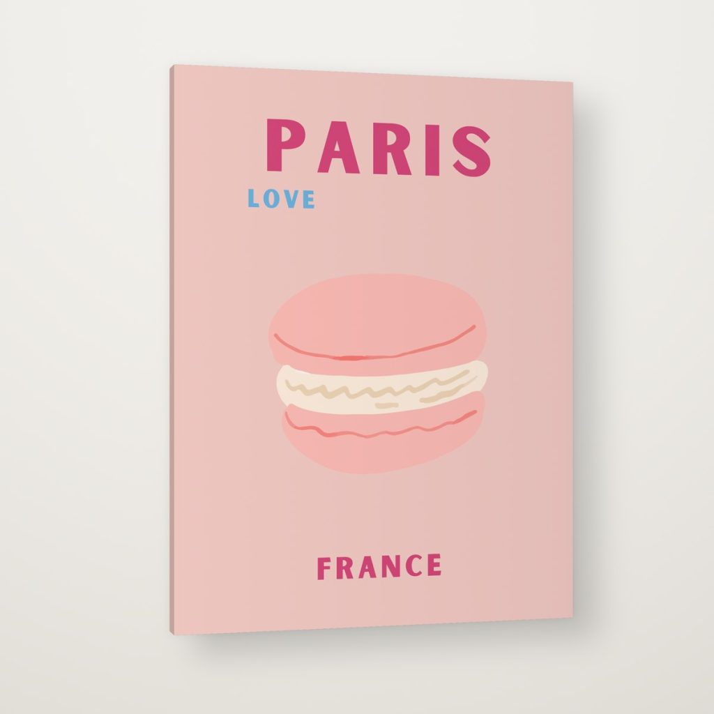 París Macaron en canvas con canto en espejo