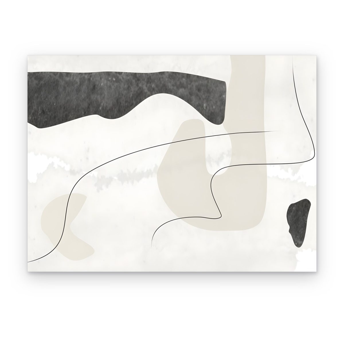 Cuadro Piedra y Línea impreso en canvas, formas orgánicas beige y gris con una línea fina