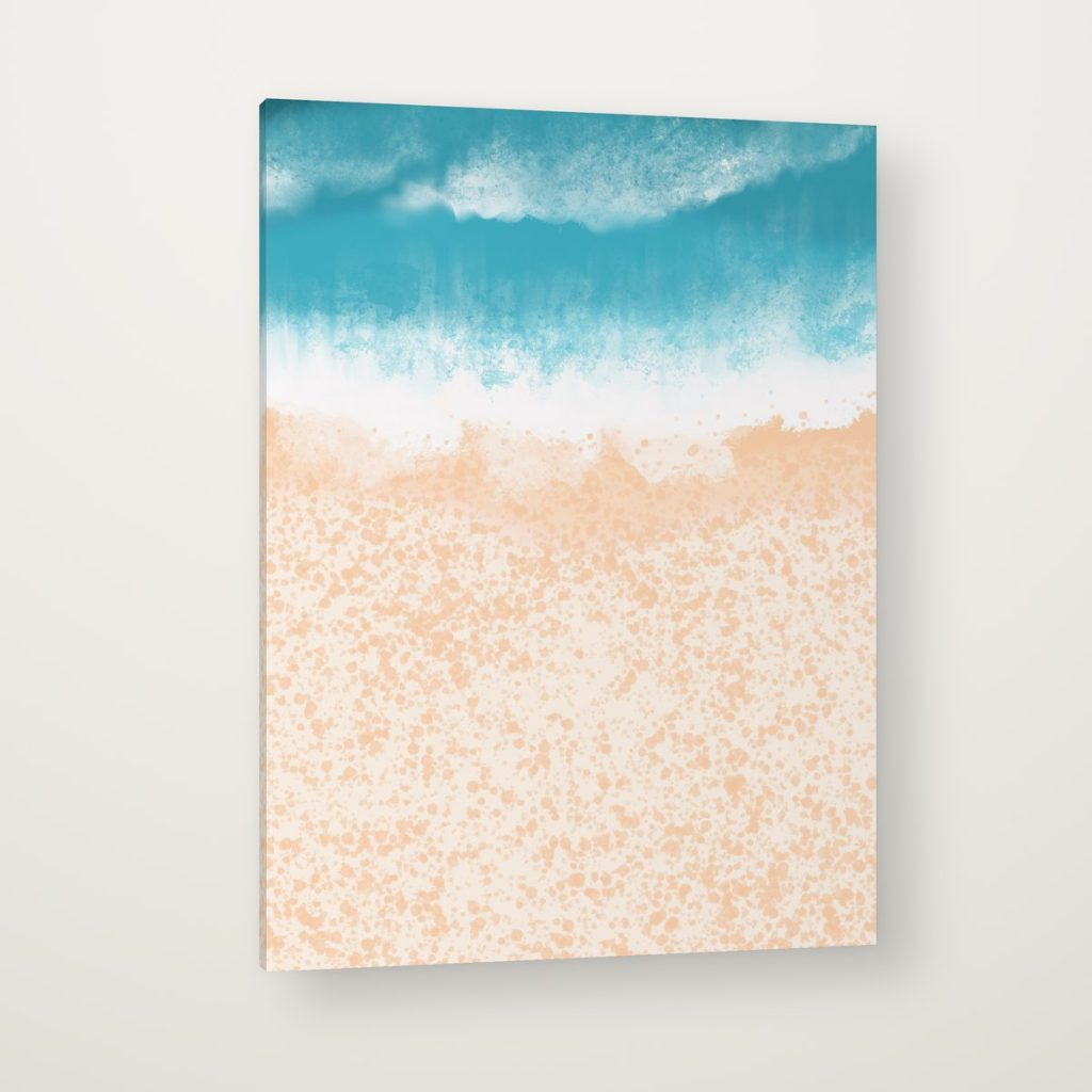 Playa desde el Aire en canvas con canto en espejo