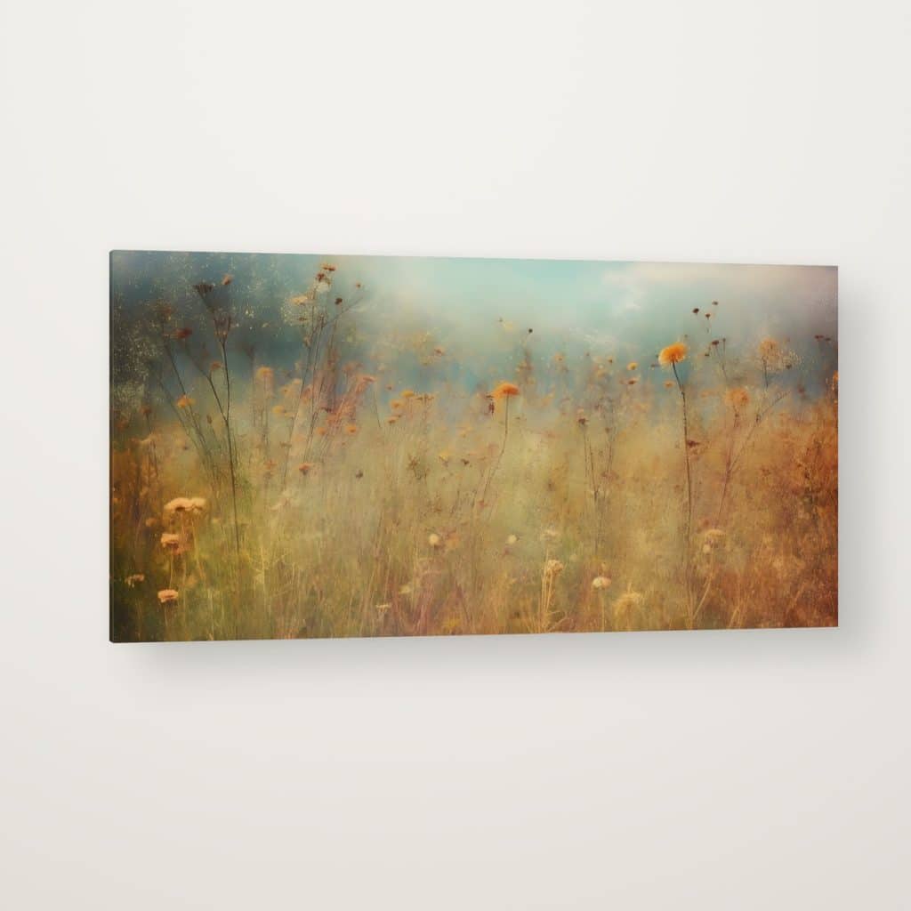 Pradera Dorada en canvas con canto en espejo