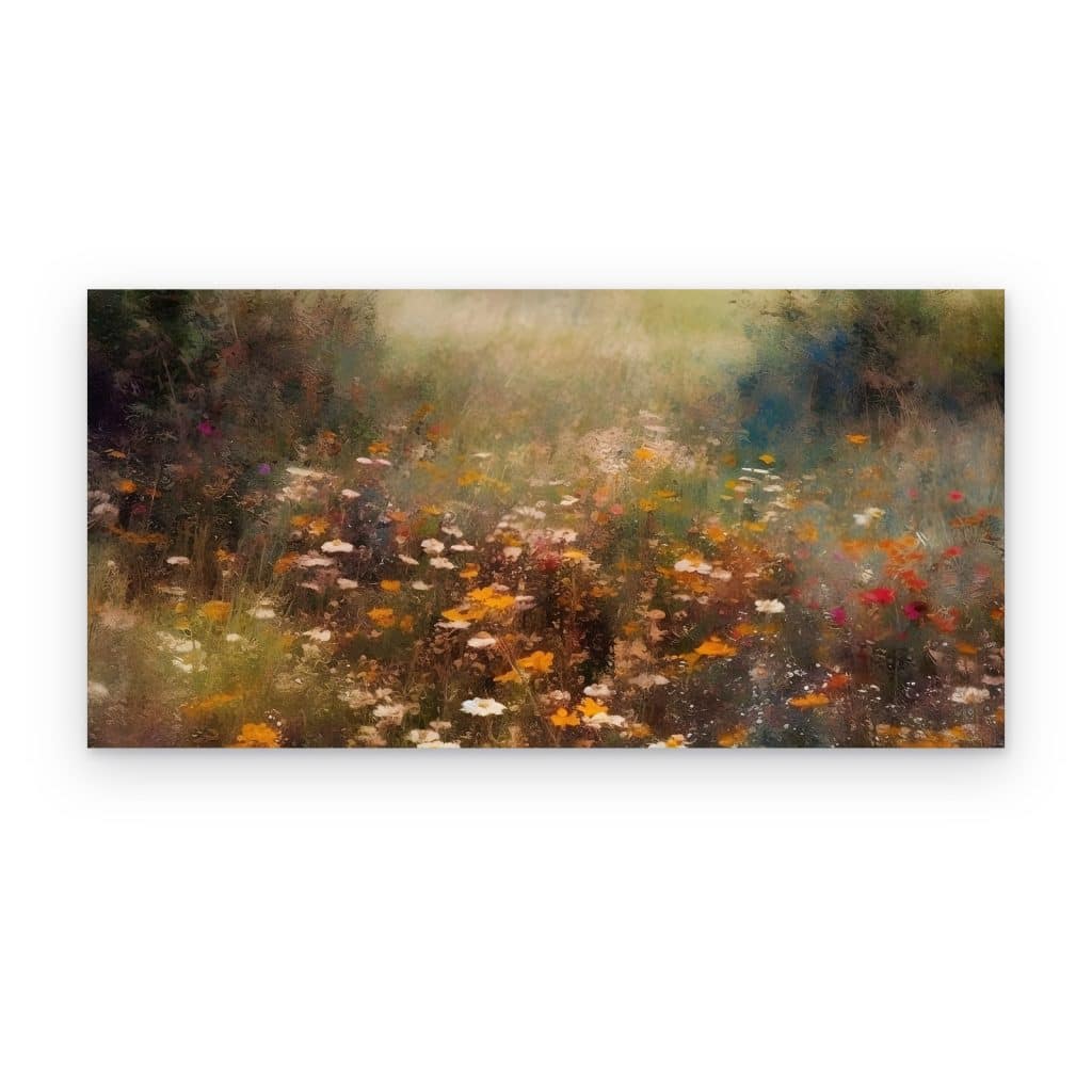 Cuadro Prado de Flores Silvestres impreso en canvas, prado panorámico de flores naranjas