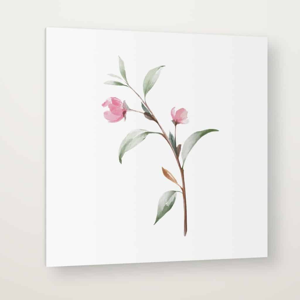 Rama en Flor en canvas con canto en espejo