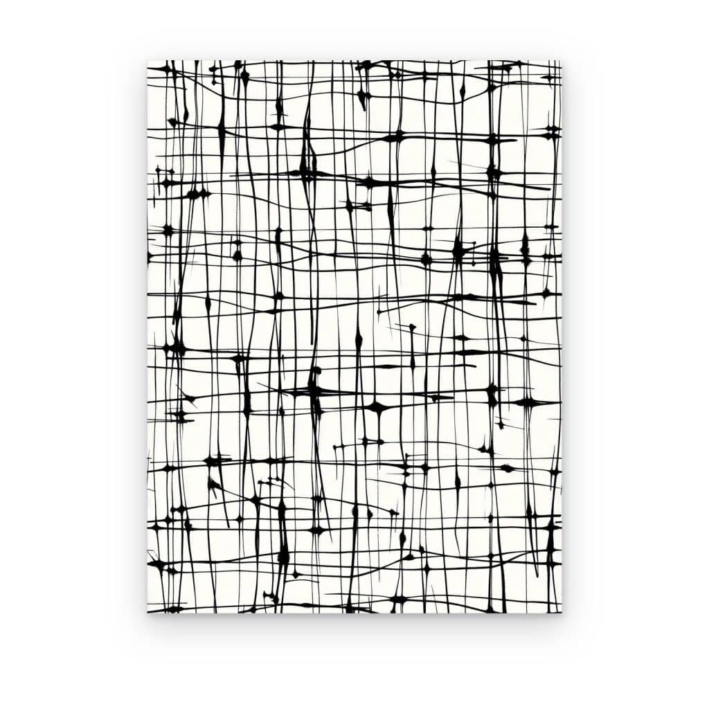 Cuadro Retícula en Tinta impreso en canvas, cuadrícula irregular de tinta negra