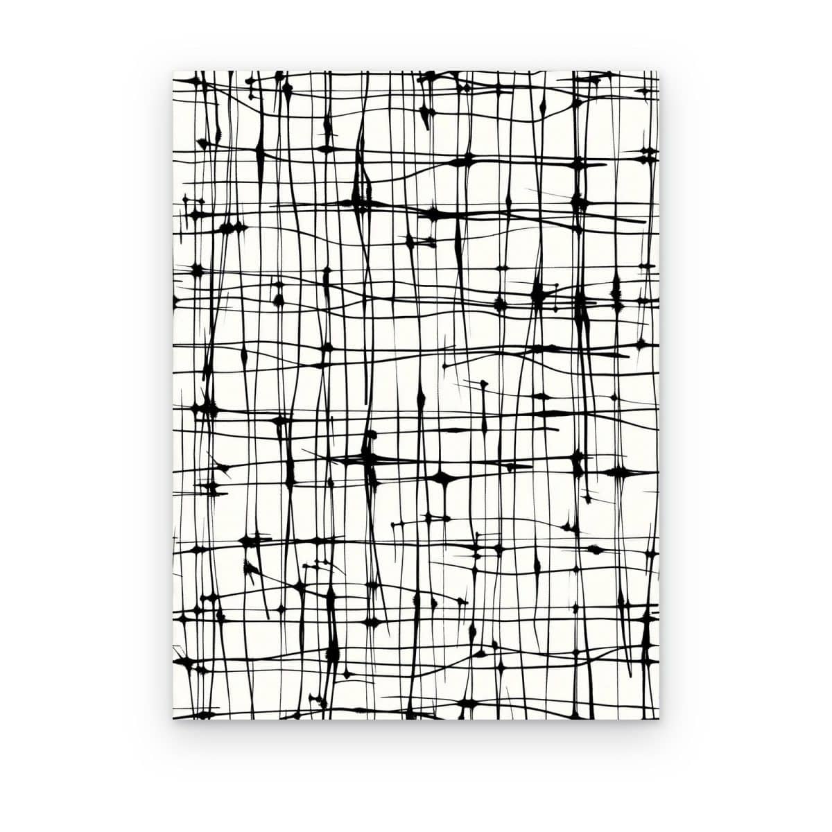 Cuadro Retícula en Tinta impreso en canvas, cuadrícula irregular de tinta negra