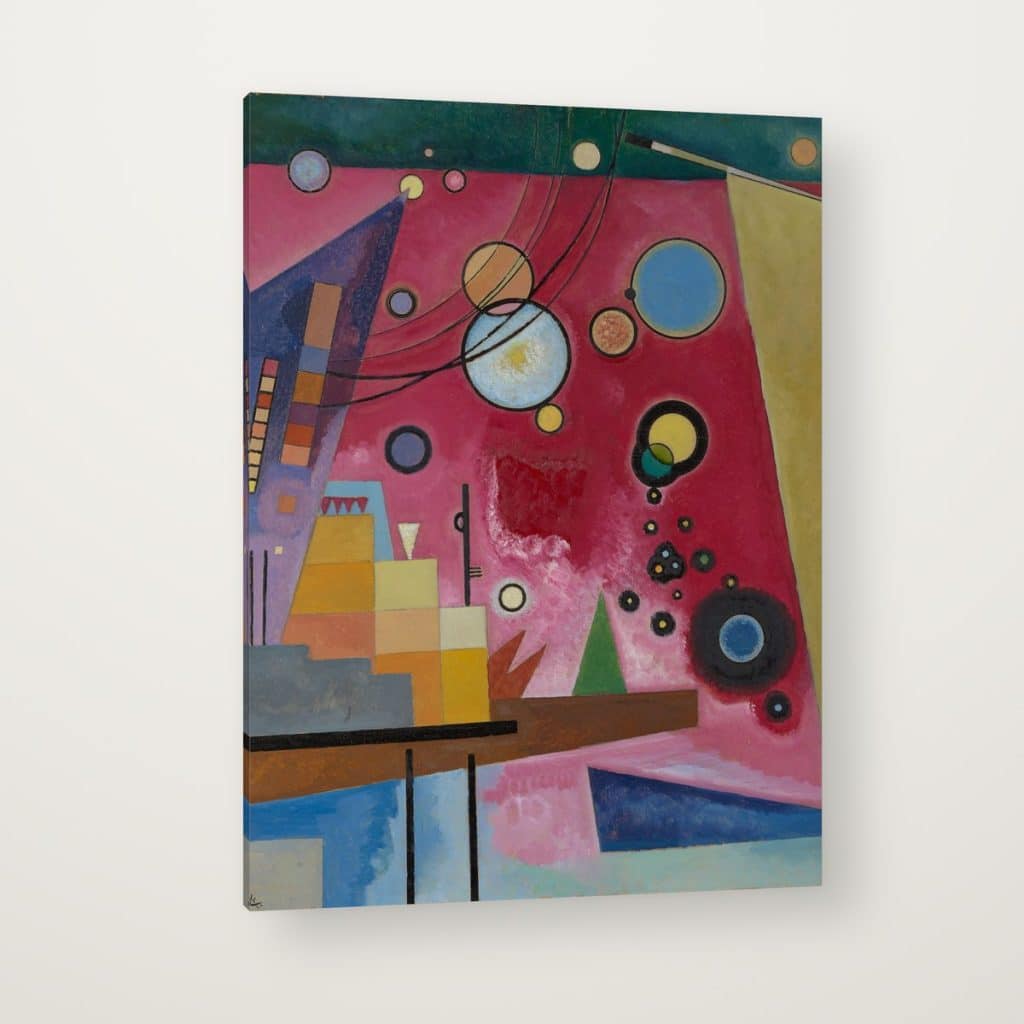 Rojo Intenso de Kandinsky en canvas con canto en espejo