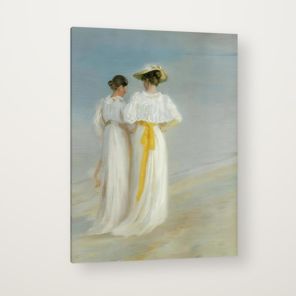 Tarde en la Playa de Skagen de Krøyer en canvas con canto en espejo