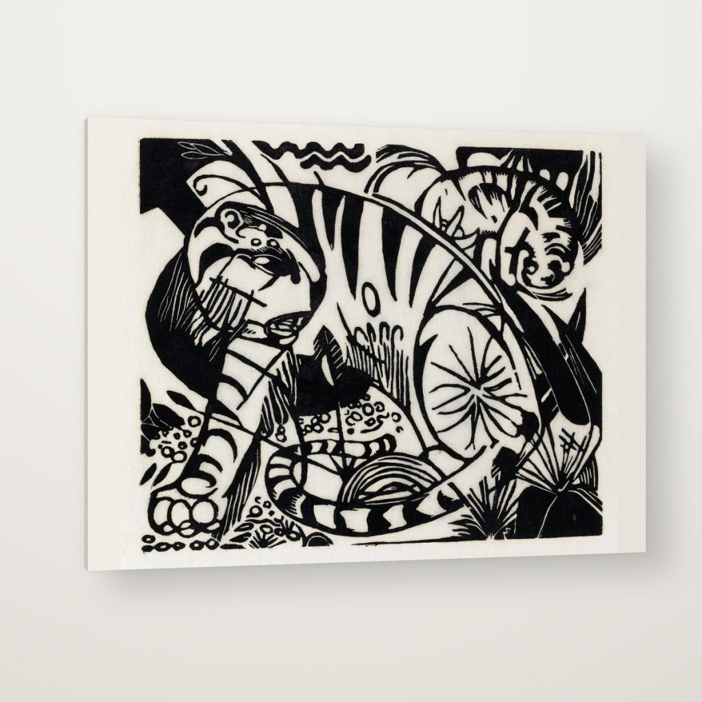 Tigre de Franz Marc en canvas con canto en espejo