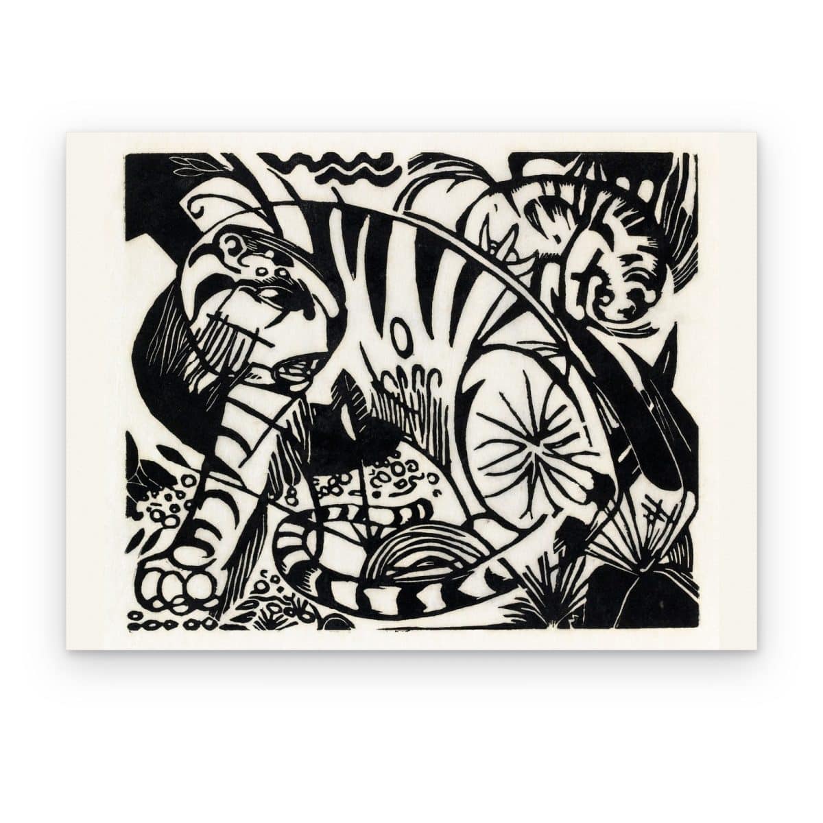 Cuadro Tigre de Franz Marc impreso en canvas, grabado en blanco y negro