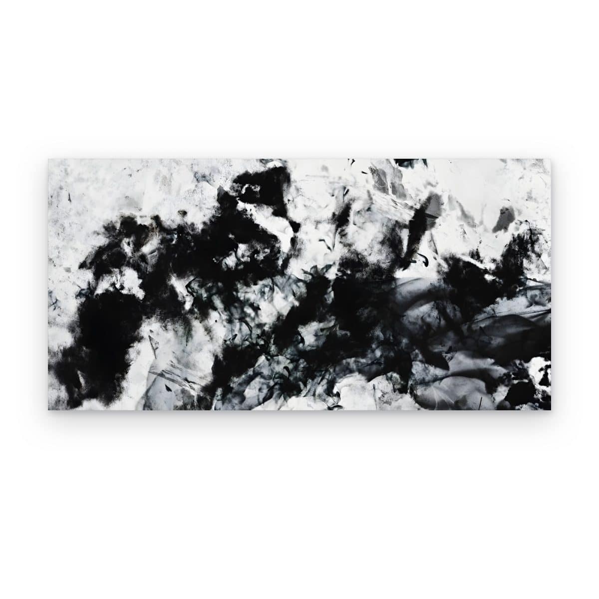 Cuadro Tinta y Mármol impreso en canvas, manchas de tinta negra sobre fondo blanco