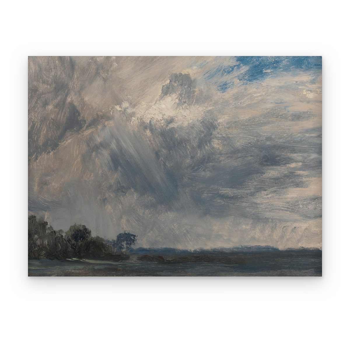 Cuadro Tormenta en la Llanura impreso en canvas, cielo tormentoso gris y azul sobre la llanura